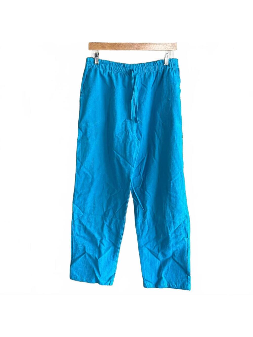 NWT B'Gauze Women's Casual Pants Size L/XL Blue 100% Cotton Elastic Waist Boho - Picture 2 of 4